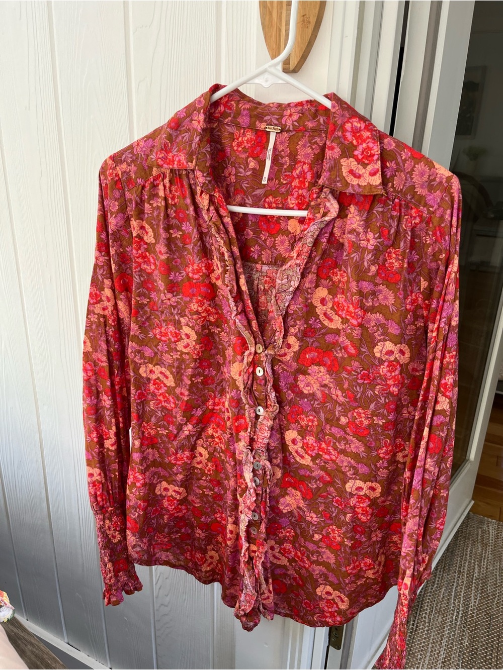 Free People Ruffled Floral Blouse